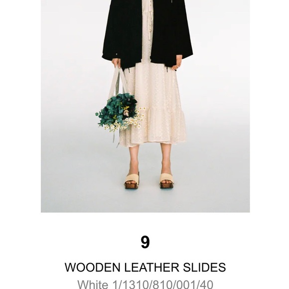 Wooden Leather Slide Sandals Size 9 NEVER WORN - Picture 2 of 4